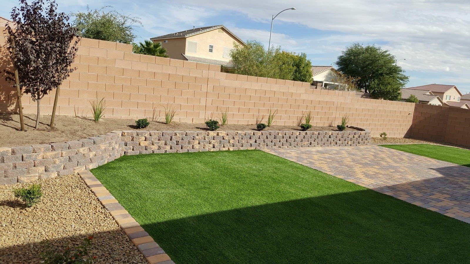 Completed landscaping project by Unique-Scape & Design in the Las Vegas Valley
