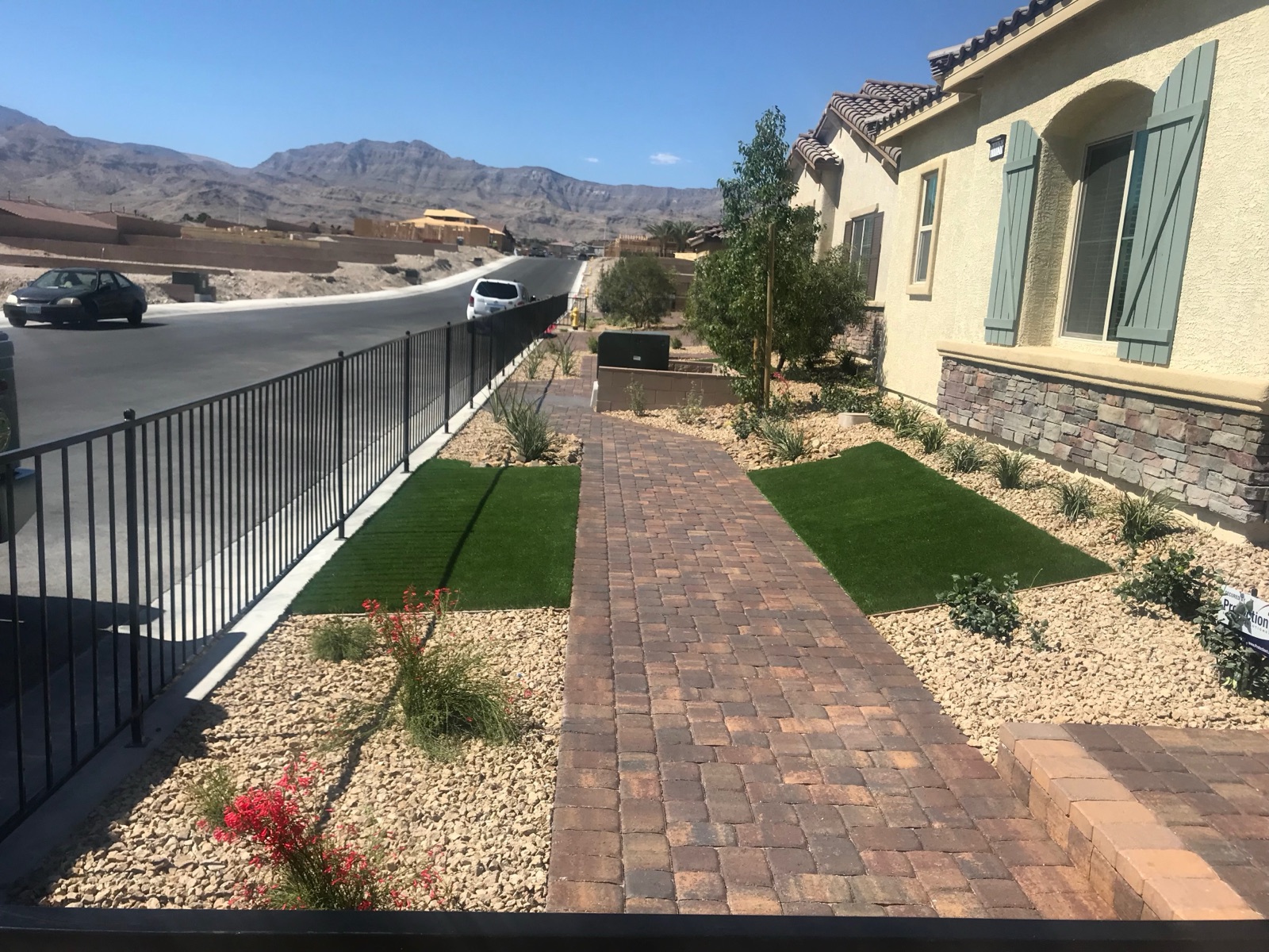 Completed landscaping project by Unique-Scape & Design in the Las Vegas Valley