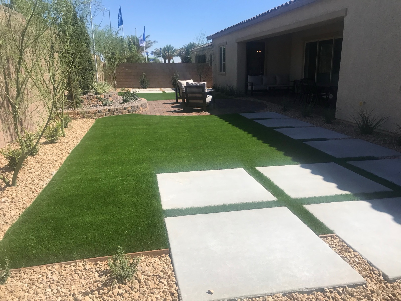 Completed landscaping project by Unique-Scape & Design in the Las Vegas Valley