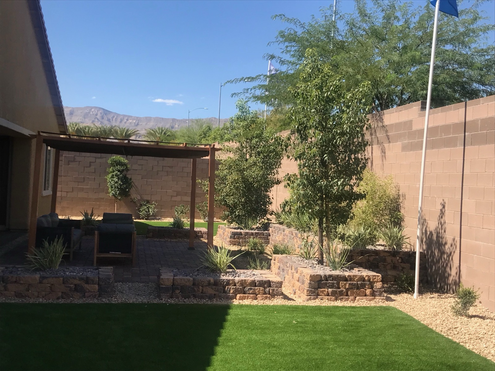 Completed landscaping project by Unique-Scape & Design in the Las Vegas Valley